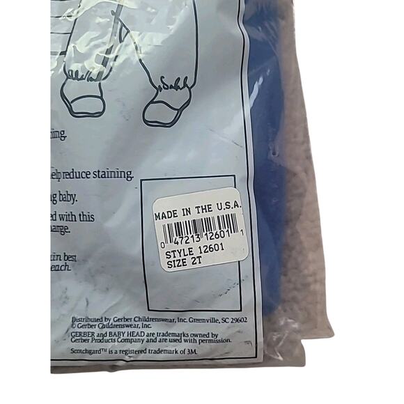VTG 90s Gerber 2T Toddler Blanket Sleeper Blue Yellow Footie Pajamas NOS USA - Picture 5 of 5